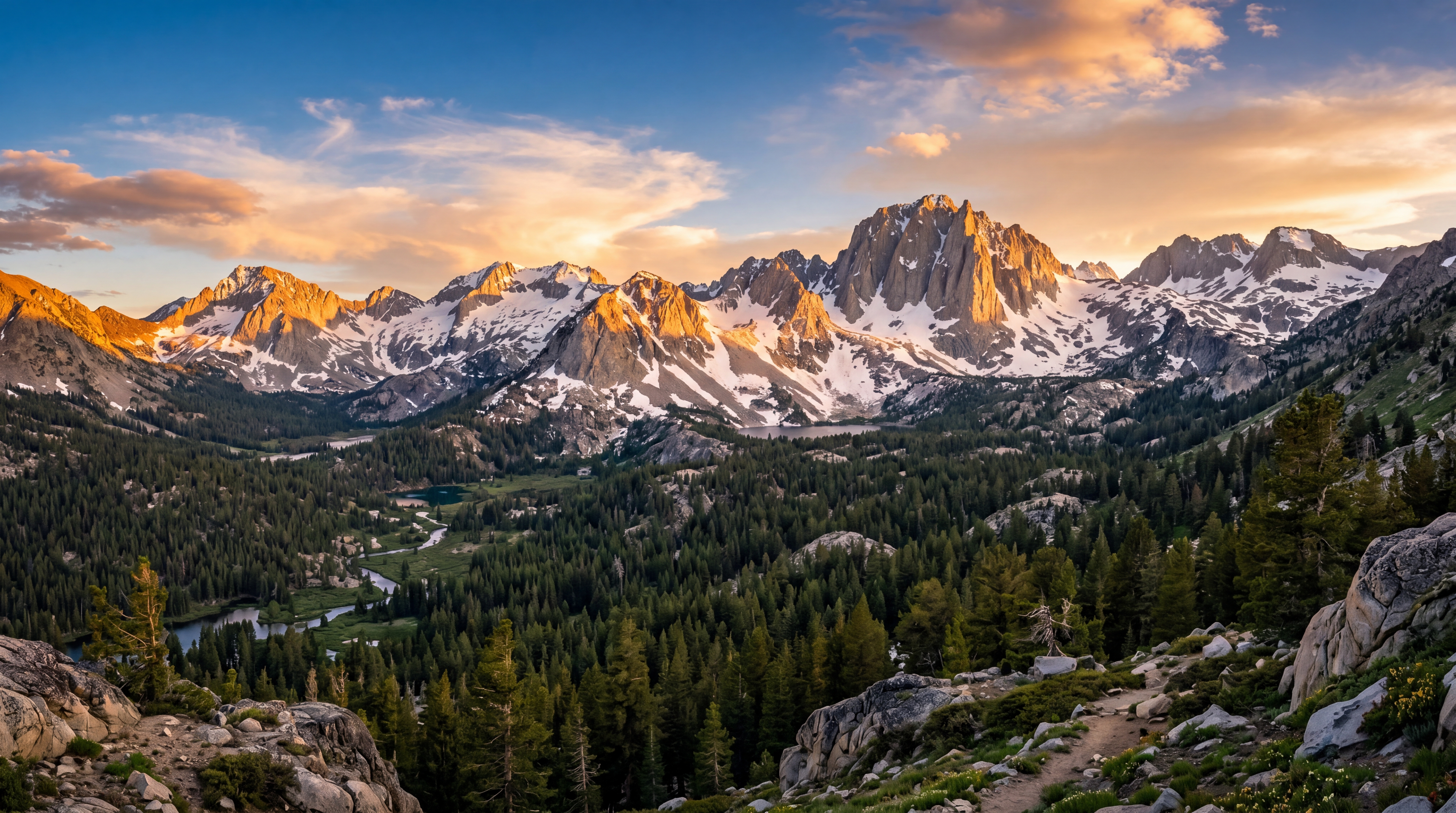 California mountain summit at golden hour