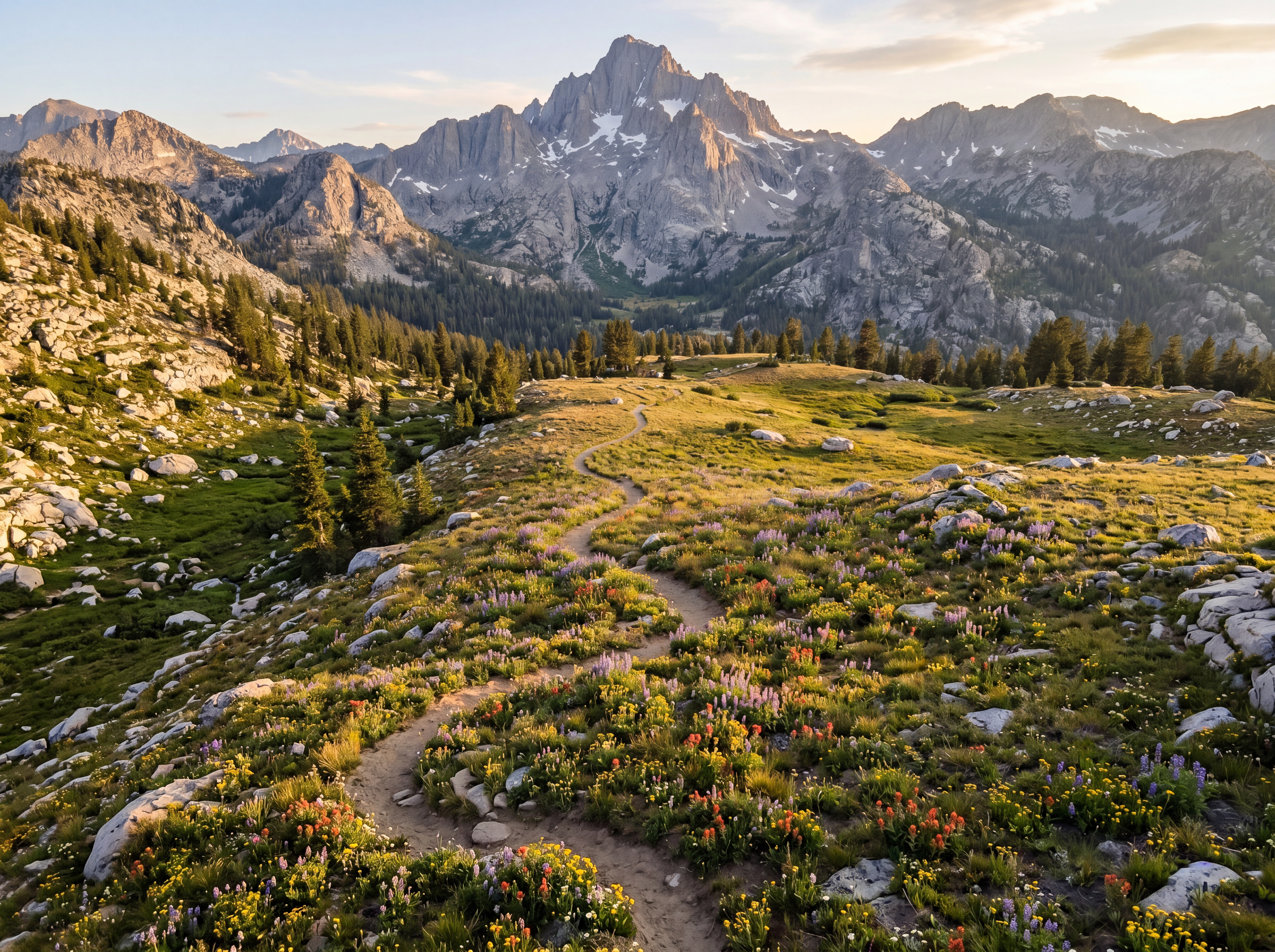 Mountain trail leading to summit