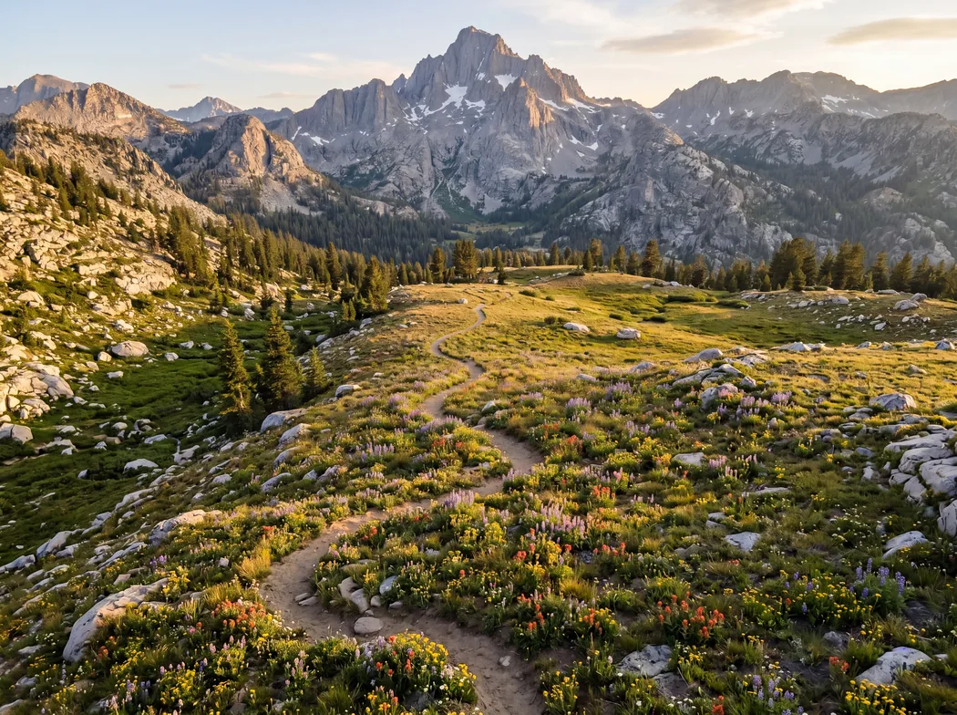 Mountain trail leading to summit